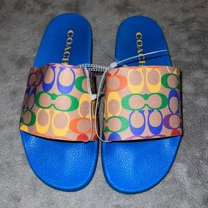 COACH Men's Signature Rainbow Slides Sandals Size 11